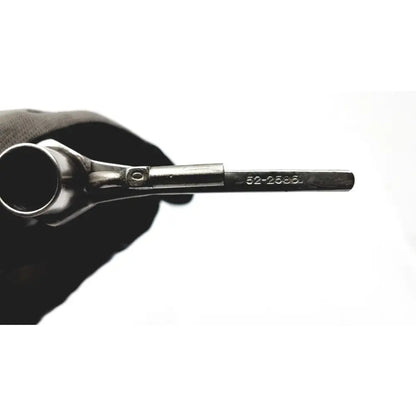 Silver metal pipe wrench with engraved serial number 52-2866 used in pilling holinger bronchoscope surgical instrument