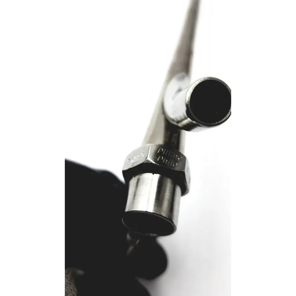A sleek metallic pilling holinger bronchoscope surgical instrument with polished chrome finish and ergonomic hexagonal handle