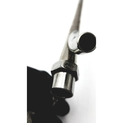A sleek metallic pilling holinger bronchoscope surgical instrument with polished chrome finish and ergonomic hexagonal handle