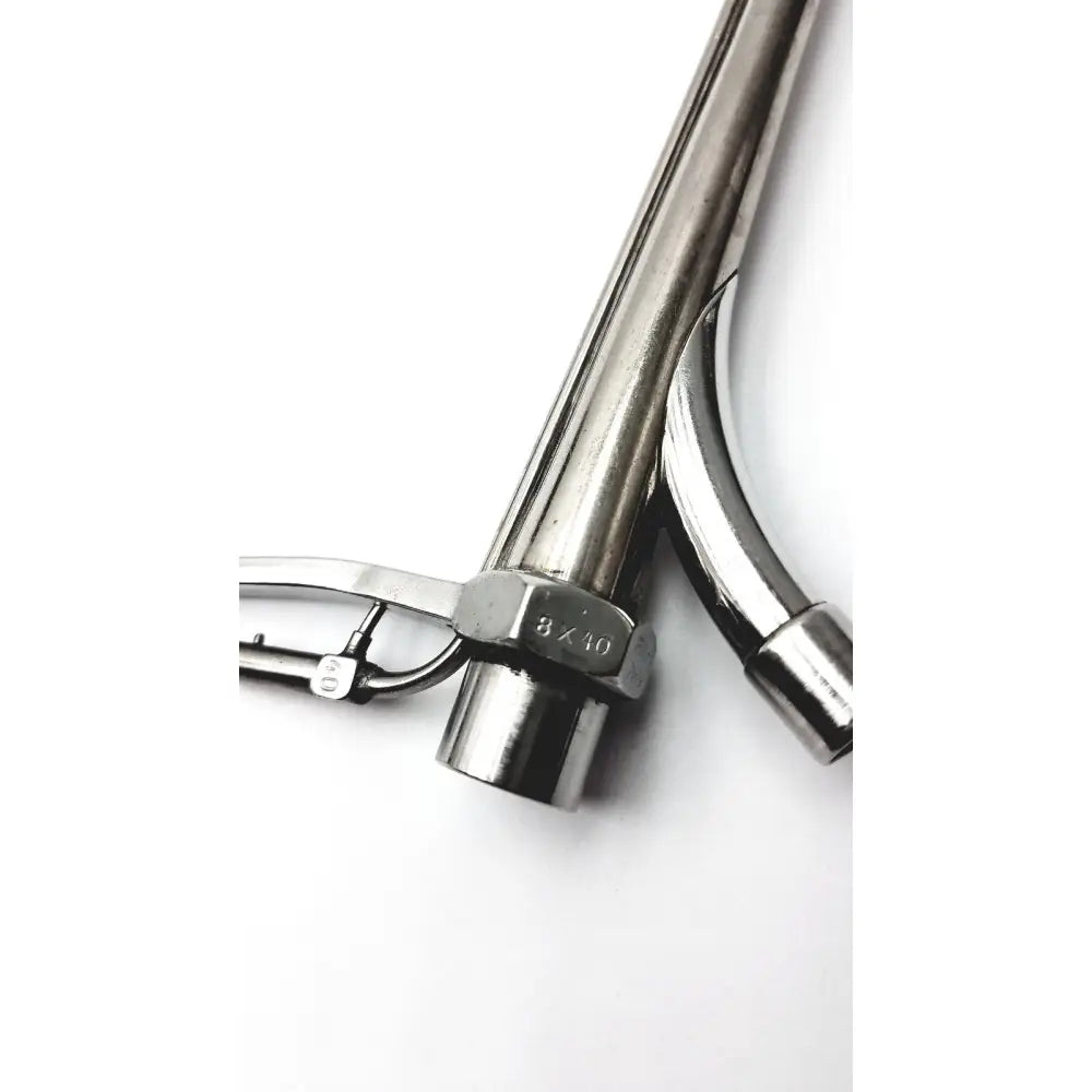 Stainless steel pipe with hexagonal nut labeled 8x10 and metal clip of pilling holinger bronchoscope surgical instrument