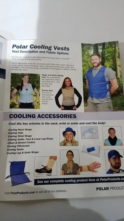 POLAR Adjustable Zipper Cooling Vest with (5-12) Kool Max® Packs 4.5" x 6" Cooling Vest, second-hand product photo 6
