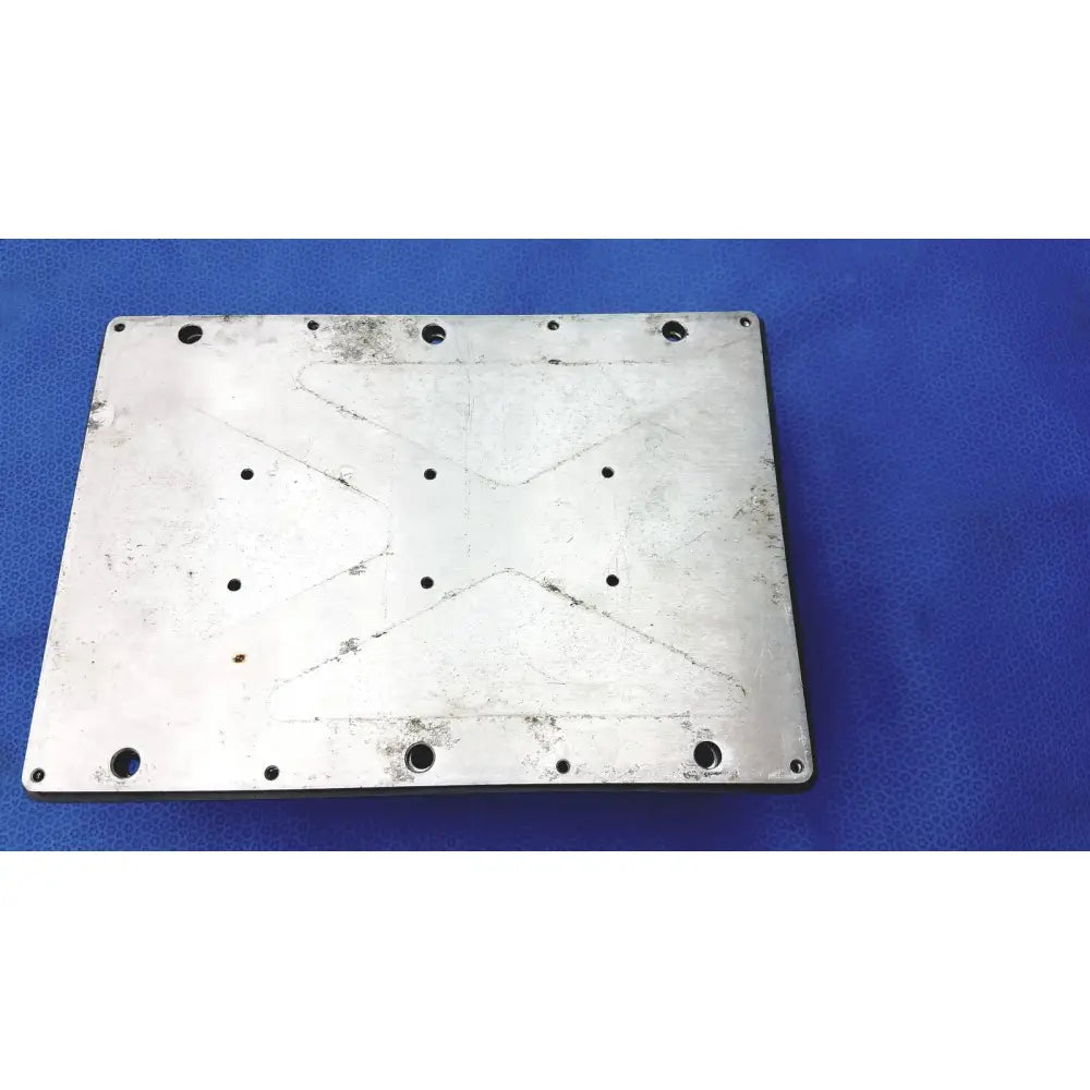 Silver metallic rectangular plate with x-shaped etched pattern and holes for polaris control module ecu ecm 4014222 4013733
