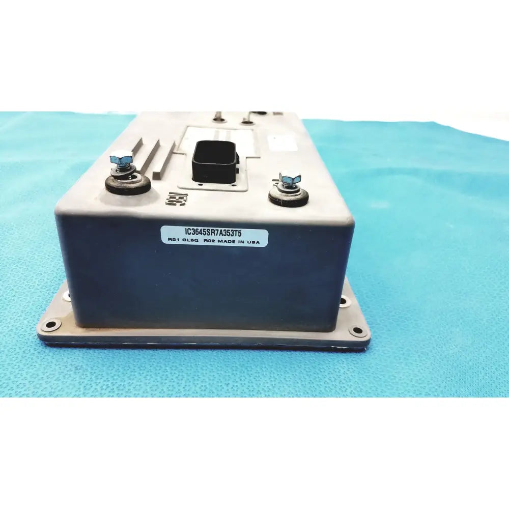Gray rectangular polaris control module ecu ecm with black connectors and silver bolts labeled ic3645sr7a3s3t5 on white sticker