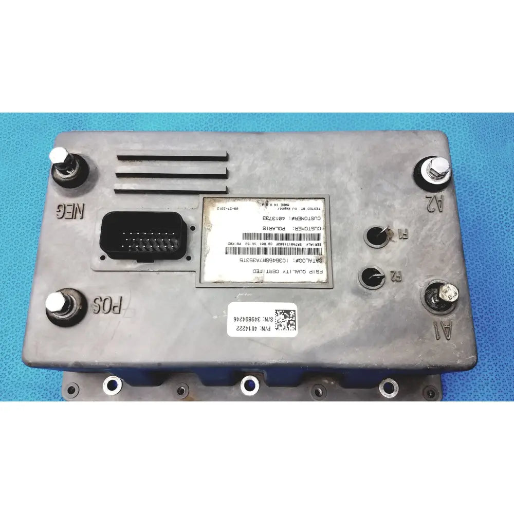 Gray metallic polaris control module ecu ecm with black connector and labeled ports for engine management unit