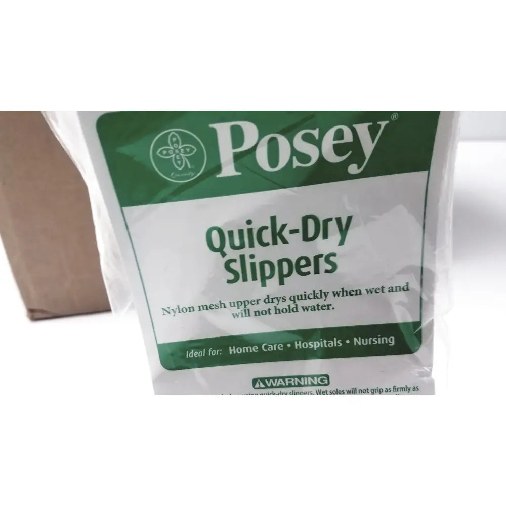 Posey quick dry slippers with nylon mesh upper and non slip rubber soles in white size l packaged in clear plastic lot of 50