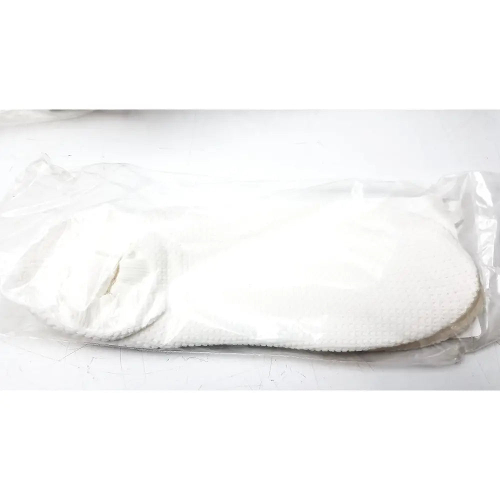 White plush foot spa pad in clear packaging for posey quick dry slippers with non slip rubber soles size xl lot of 32