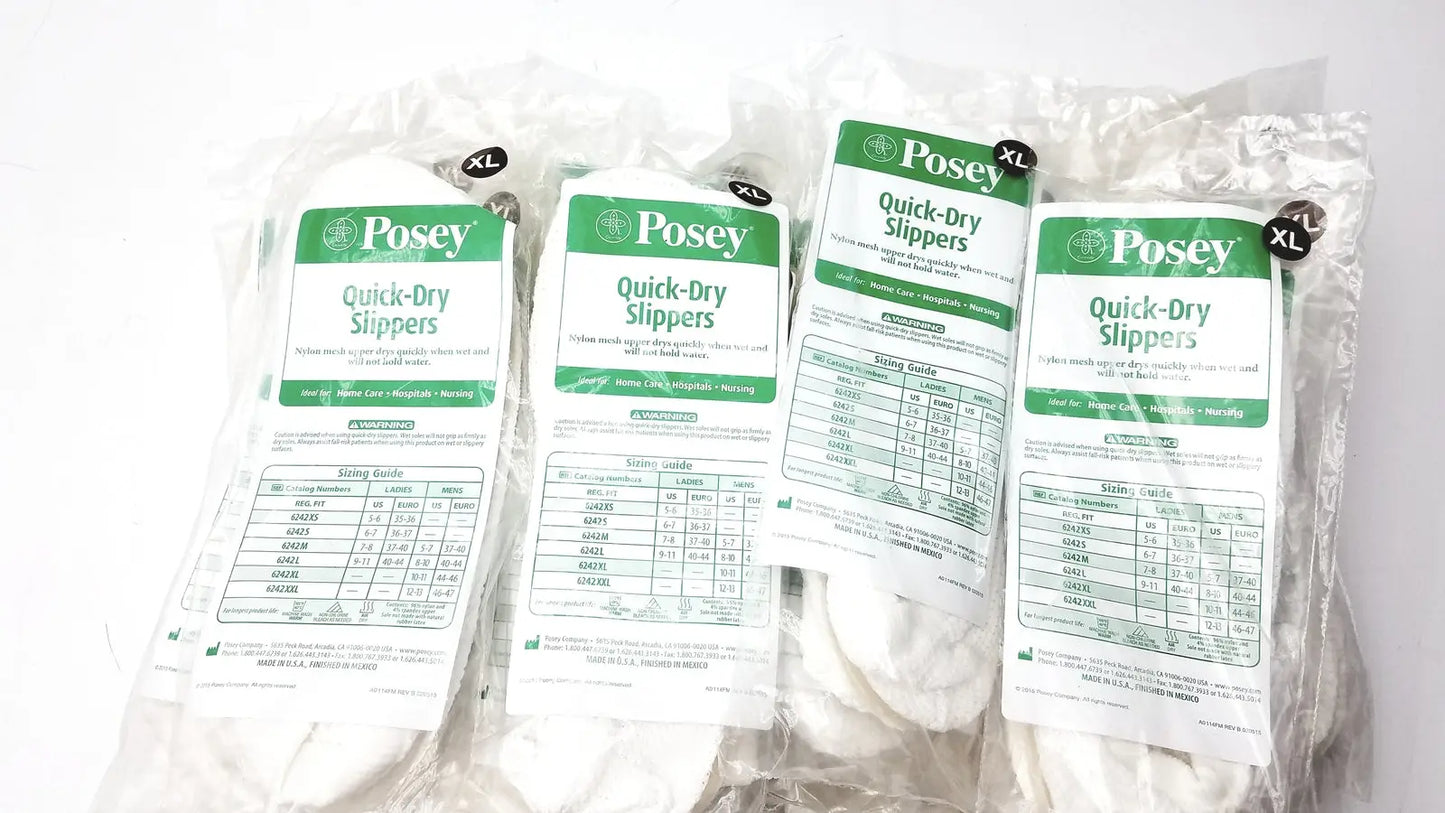 Reuse Medical Posey Quick Dry Slippers Non Slip Rubber Soles White Size XL - Lot of 32 Other Daily Living Aids, second-hand product photo 1