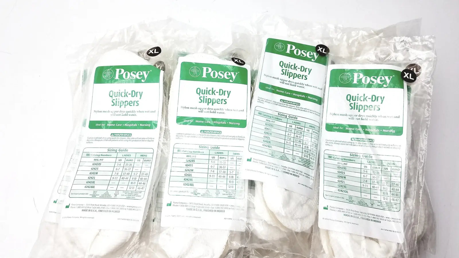 Reuse Medical Posey Quick Dry Slippers Non Slip Rubber Soles White Size XL - Lot of 32 Other Daily Living Aids, second-hand product photo 1