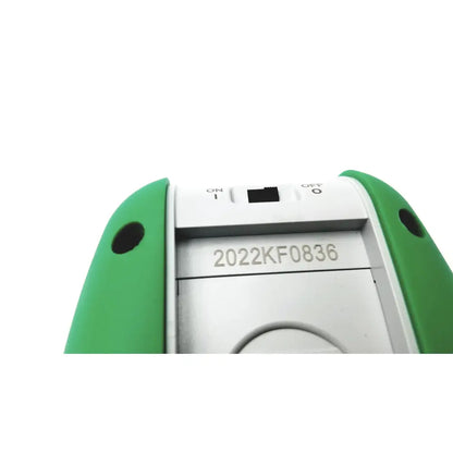 Green and white posey sitter elite 8345 patient fall monitor alarm with on off switch and serial number 2022kf0836