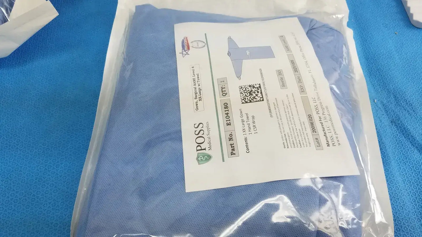 Poss Medical Supplies E104180 AAMI Level 4 Surgical Gown, XX-Large - Lot of 2 Surgical Gown, second-hand product photo 5