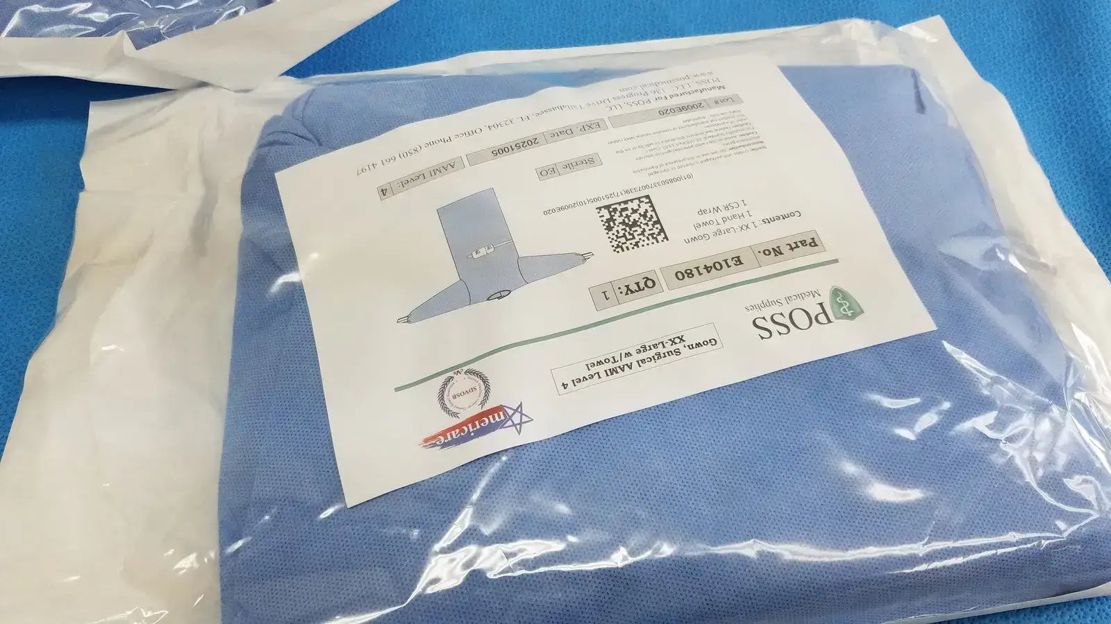 Poss Medical Supplies E104180 AAMI Level 4 Surgical Gown, XX-Large - Lot of 2 Surgical Gown, second-hand product photo 4