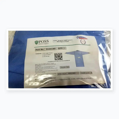 Poss Medical Supplies E104180 AAMI Level 4 Surgical Gown, XX-Large - Lot of 2 Surgical Gown, new product photo 2