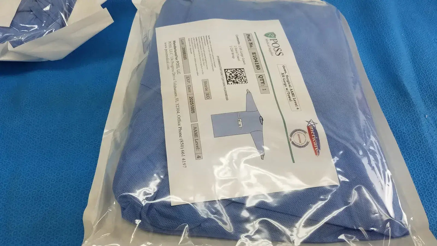 Poss Medical Supplies E104180 AAMI Level 4 Surgical Gown, XX-Large - Lot of 2 Surgical Gown, new product photo 3