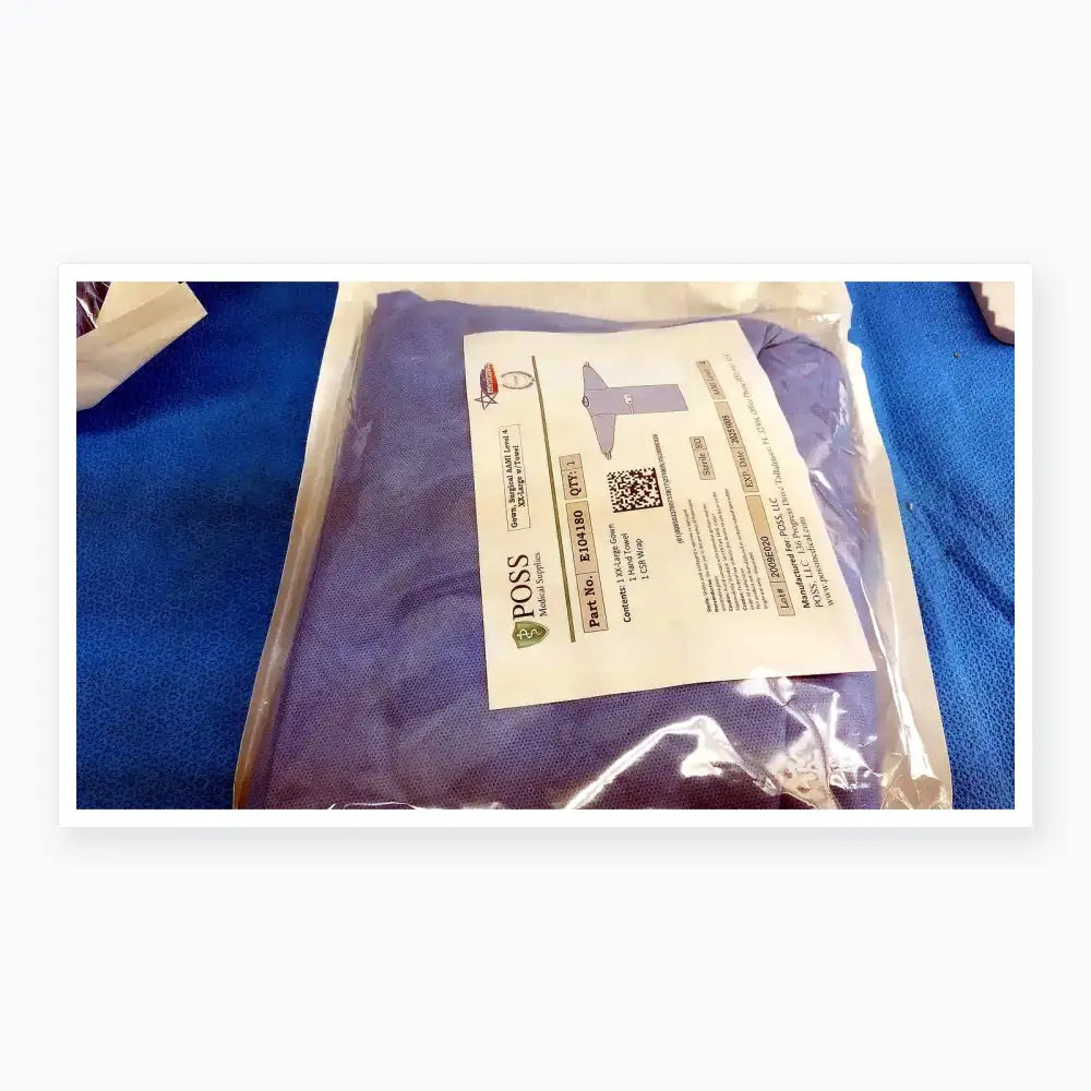 Poss Medical Supplies E104180 AAMI Level 4 Surgical Gown, XX-Large - Lot of 2 Surgical Gown, new product photo 5