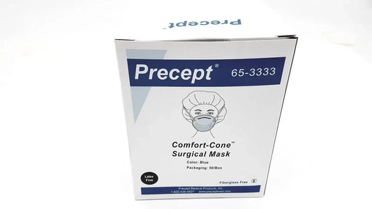 Precept 653333 Comfort Cone Molded Surgical Face Mask Blue 50/Box Surgical Face Mask, second-hand product photo 1