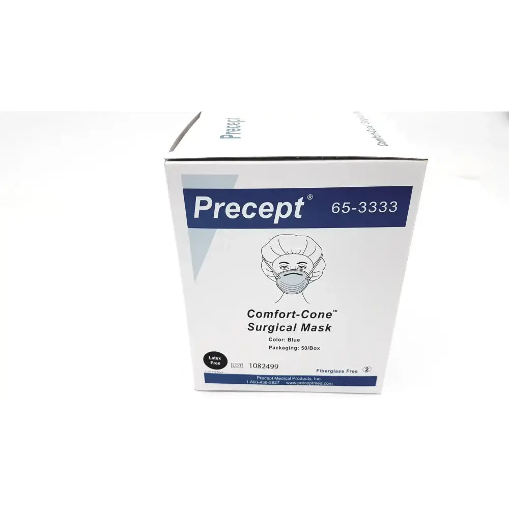 Precept 653333 Comfort Cone Molded Surgical Face Mask Blue 50/Box Surgical Face Mask, second-hand product photo 2