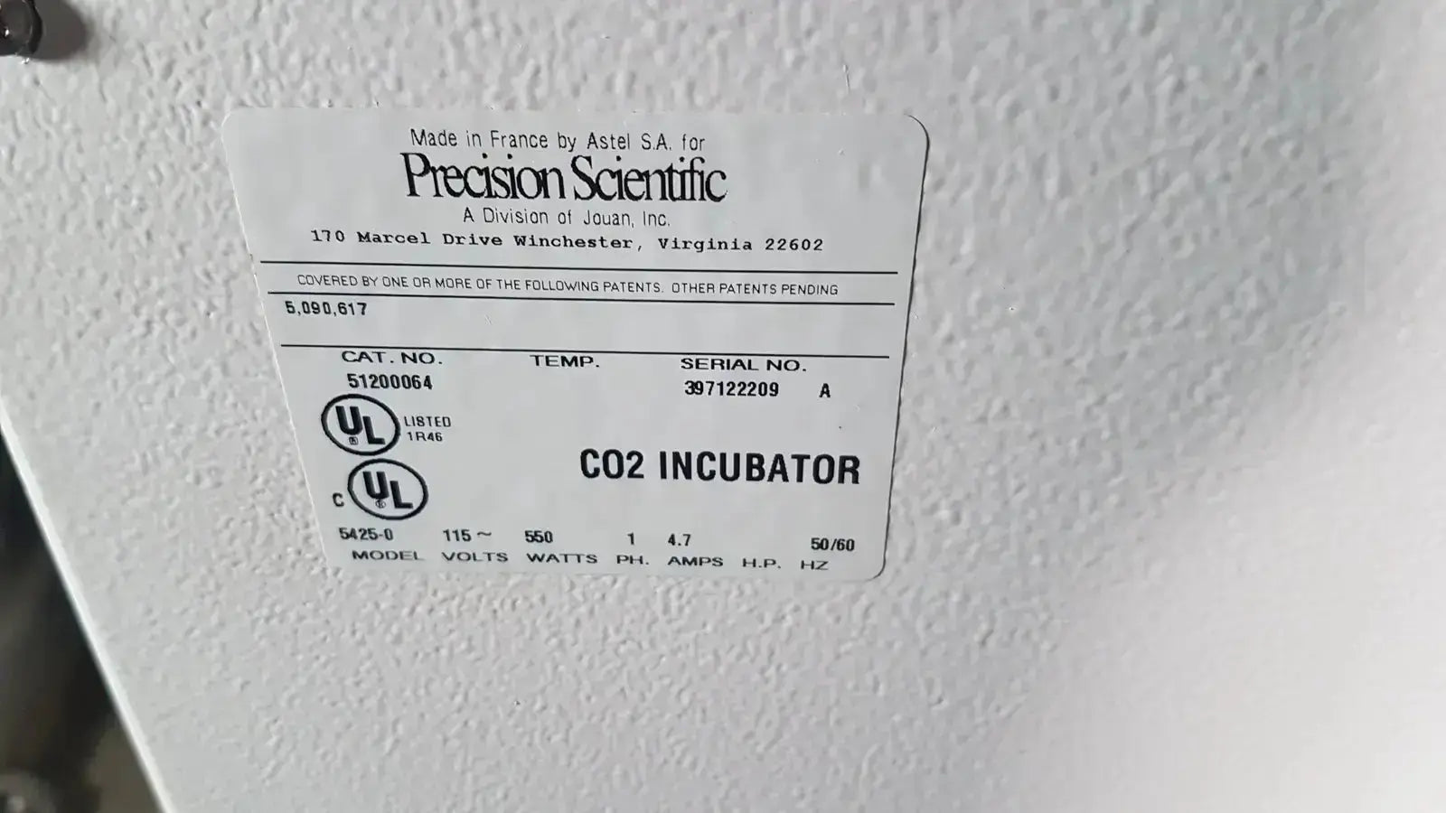 Napco Precision Napco Series 5425, 51200064 Co2 Incubator CO2 Incubator, as-is (for parts) product photo 19