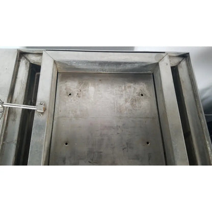 Rectangular stainless steel door panel with brushed finish and mounting holes for precision scientific metabolic shaking incubator