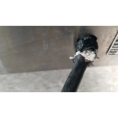 Black rubber hose with frayed white insulation and black connector marked 6p-1 on precision scientific metabolic shaking incubator