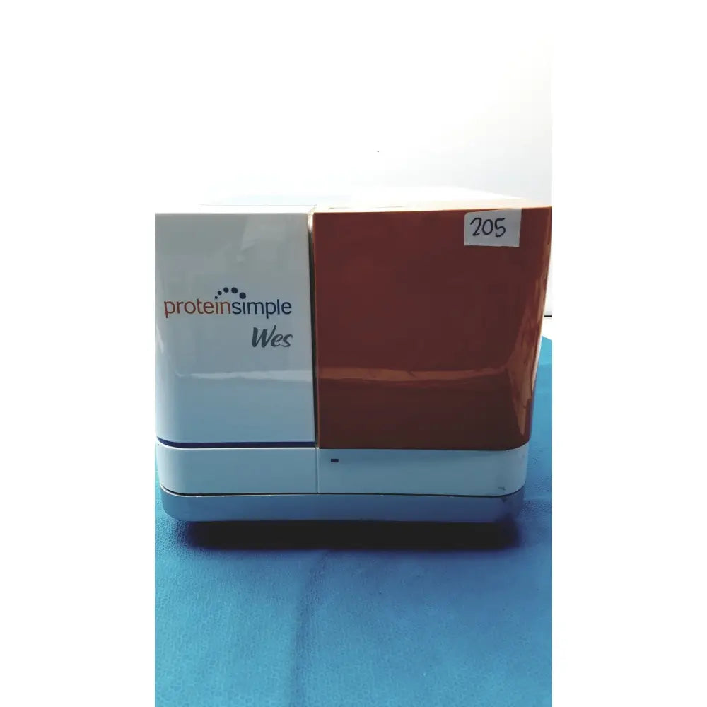White and reddish-brown two-part protein analysis instrument labeled protein simple wes for the proteinsimple wes analyzer system