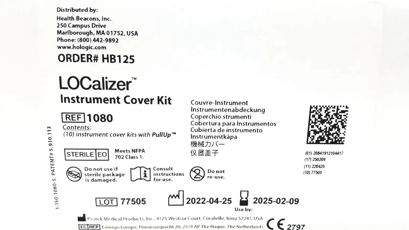 PROTEK MEDICAL PRODUCTS, INC. 1080 Localizer Instrument Cover Kit Instrument Cover Kit, new product photo 5