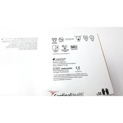 Back view of Cardinal Health protexis pi polyisoprene surgical glove 71-2d72pt85 packaging size 8 1/2 in white and black