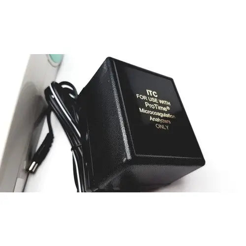 Black rectangular power adapter l11-01-01 with textured surface for protime microcoagulation reuse medical use