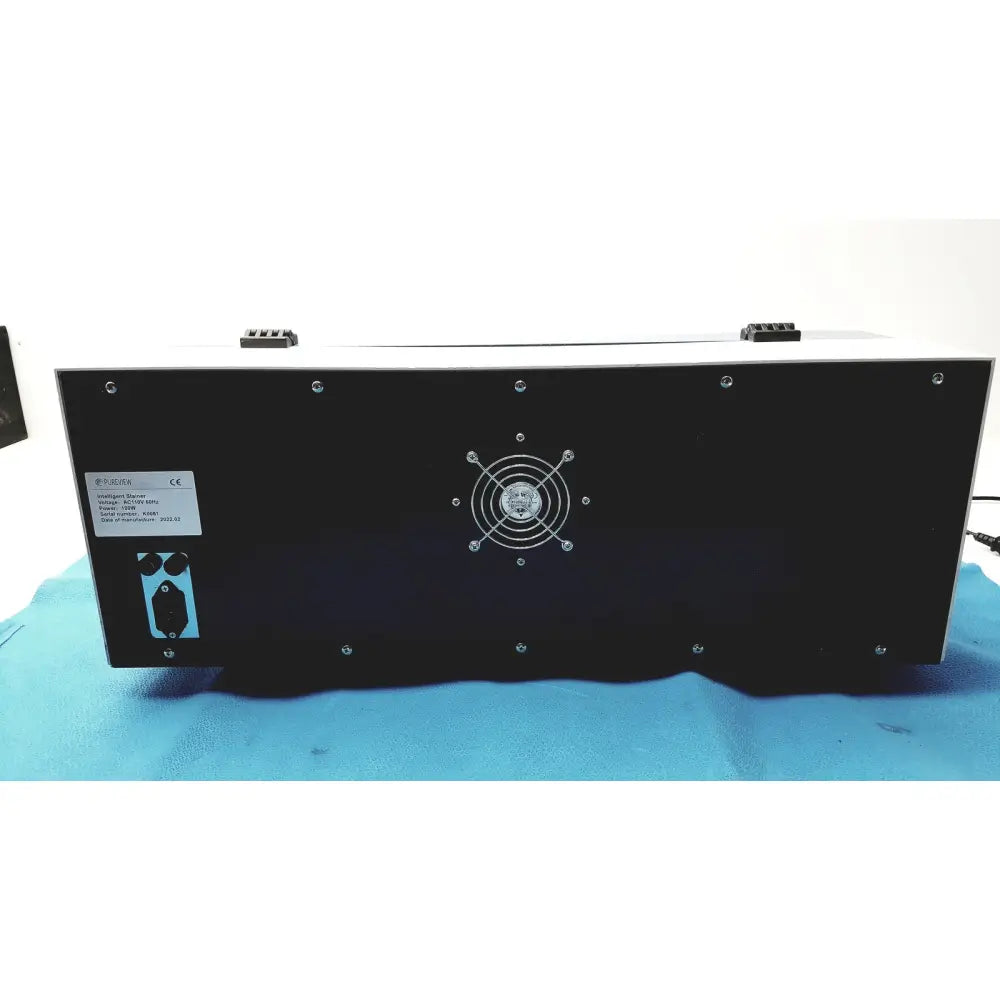 Black rectangular industrial power supply unit with central cooling fan and silver screws for pureview intelligent stainer rankin basics