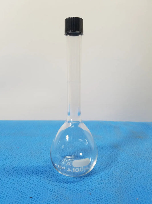 Pyrex 100 mL Round Bottom Kjeldahl Flask with Stopper – Borosilicate Laboratory Kjeldahl Flask, second-hand product photo 1
