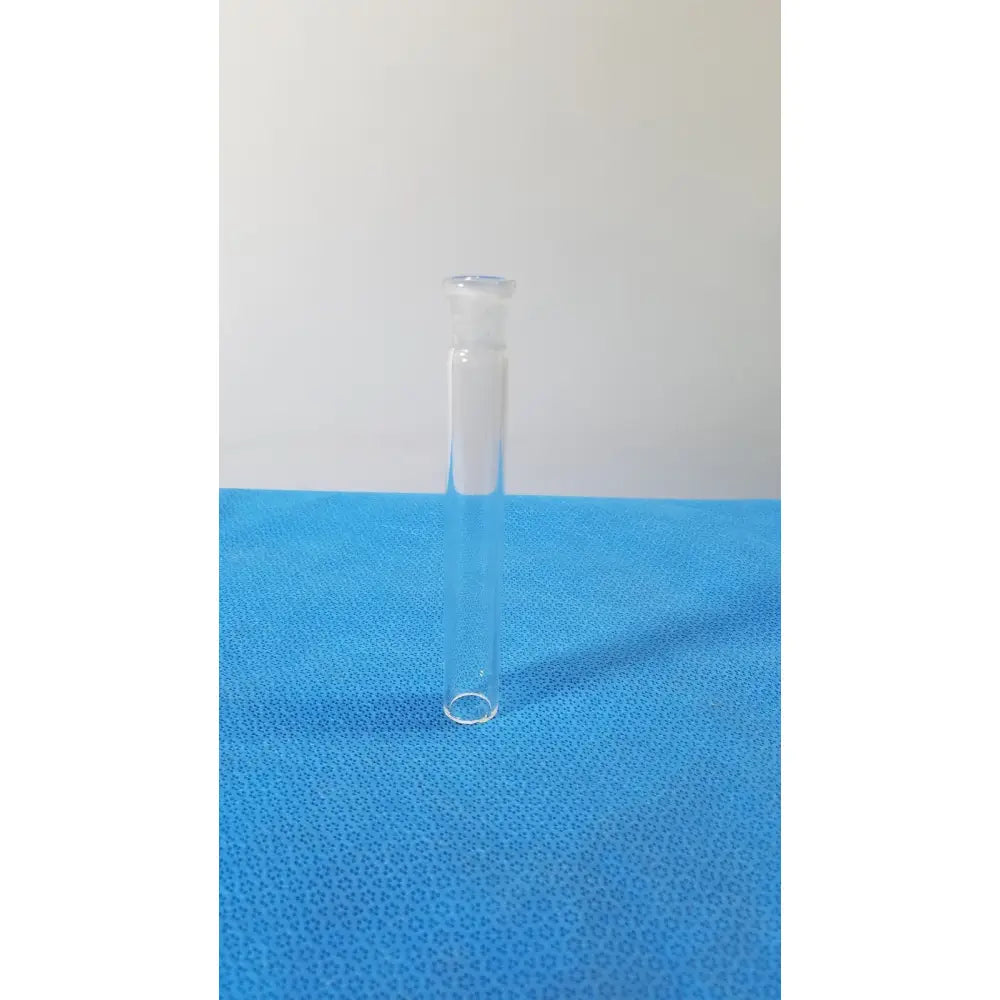 Clear glass pyrex outer ground joint straight connecting tube adapter with rounded top and flat bottom