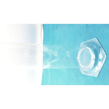 Clear pyrex 2000ml graduated cylinder made of borosilicate glass with hexagonal base and milliliter markings