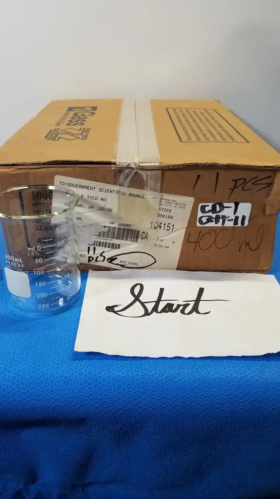 PYREX 400mL Griffin Beaker, Low Form, Heavy Duty Lab Glassware Laboratory Glassware, second-hand product photo 3