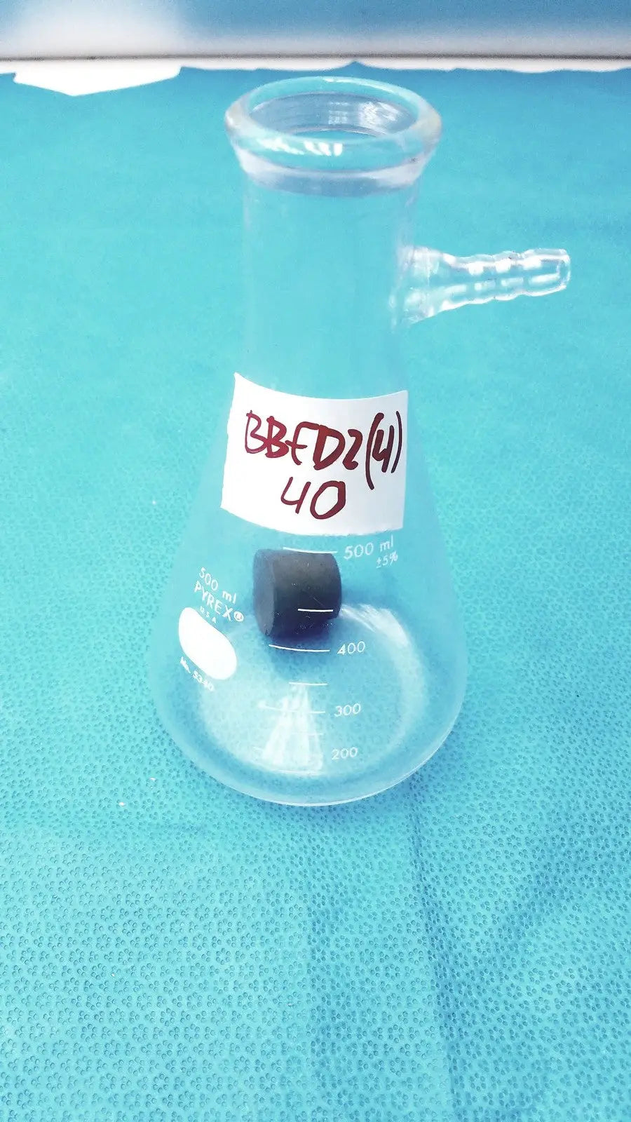 Reuse Medical PYREX 500ml Buchner Flask Filtering Vacuum Suction Side Arm Heavy Wall Glass Lab Lab Flasks, second-hand product photo 1