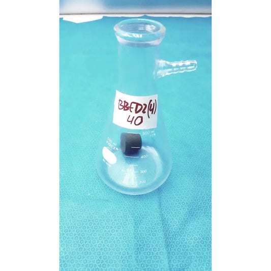 Reuse Medical PYREX 500ml Buchner Flask Filtering Vacuum Suction Side Arm Heavy Wall Glass Lab Lab Flasks, second-hand product photo 1