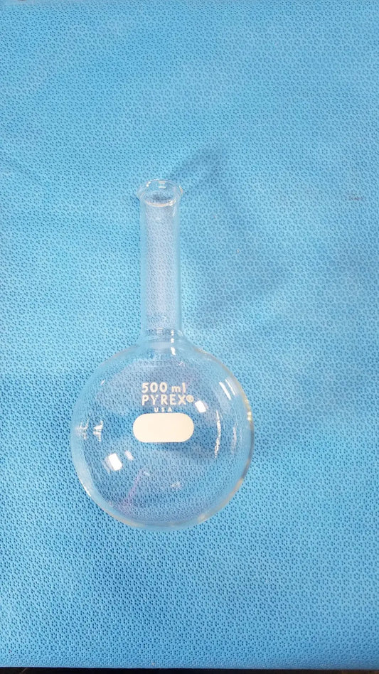 Reuse Medical PYREX 500mL Glass Short Ring Neck Round Bottom Boiling Flask Lab Centrifuge Tubes, second-hand product photo 1