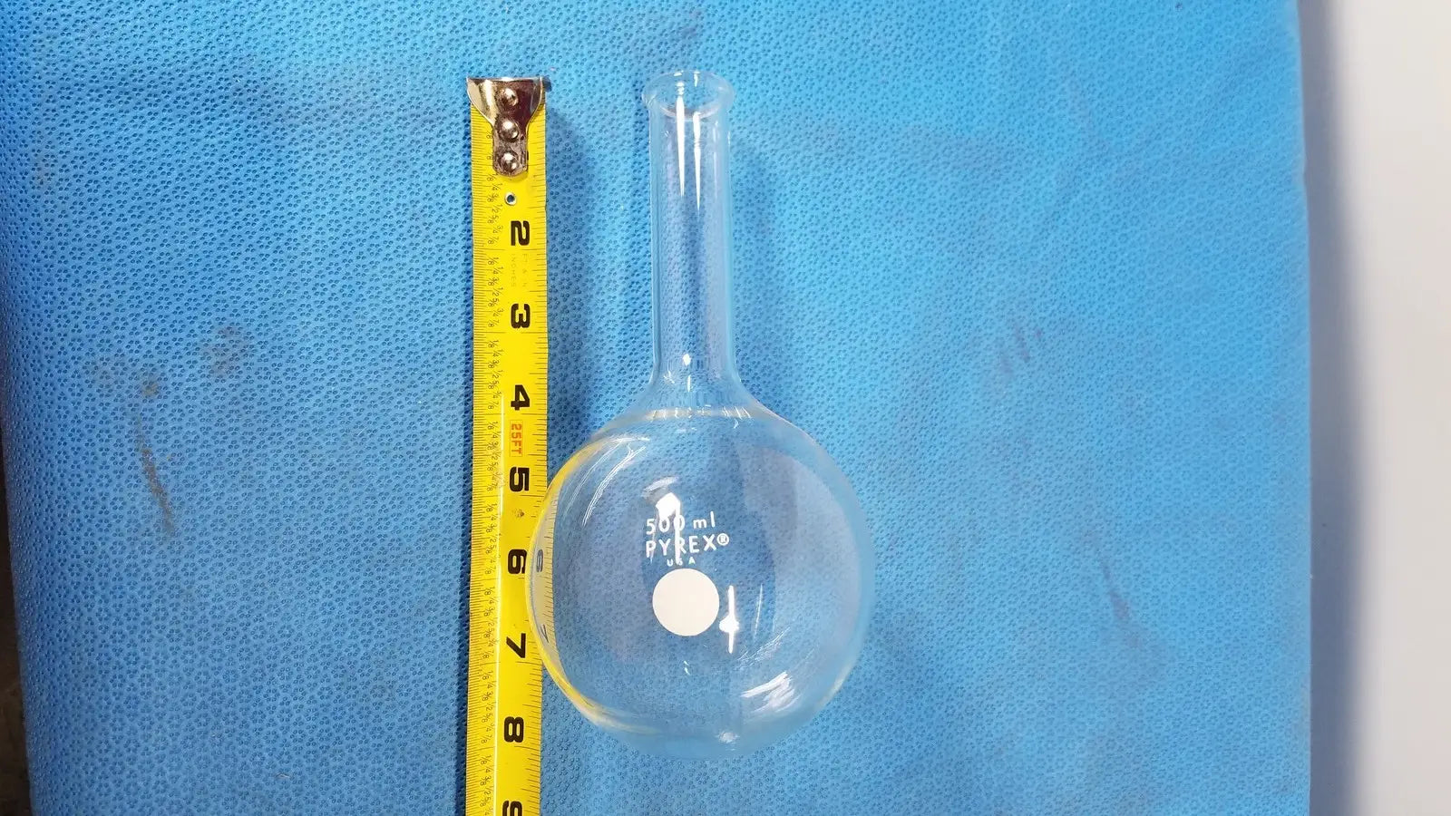 Reuse Medical PYREX 500mL Single Neck Round Bottom Boiling Flask Lab Glassware Centrifuge Tubes, second-hand product photo 1