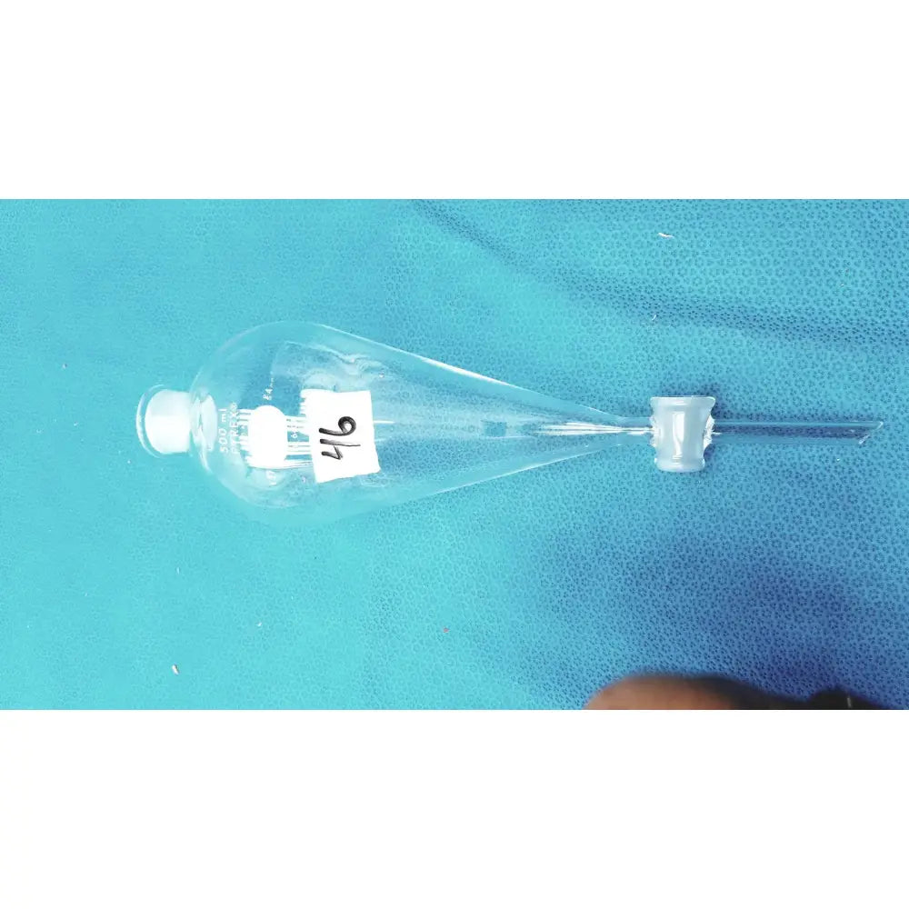 PYREX / Corning Pyrex 6404 Separatory Funnel Corning #27 Stopper 4 mm PTFE Valve Lab Glass 500m Laboratory Glassware, second-hand product photo 1