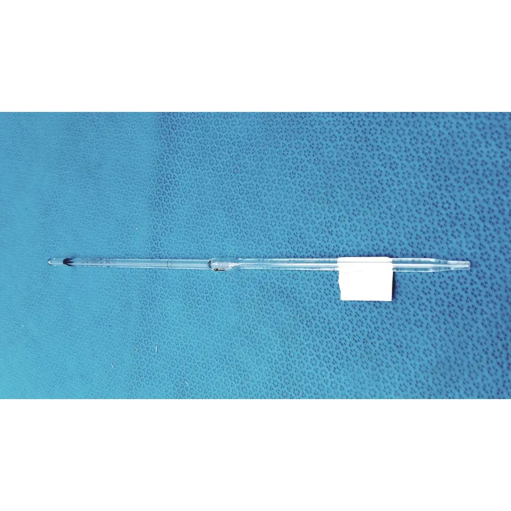 Pyrex class a 1ml glass volumetric pipette with clear glass body black rubber bulb and graduated markings for lab use