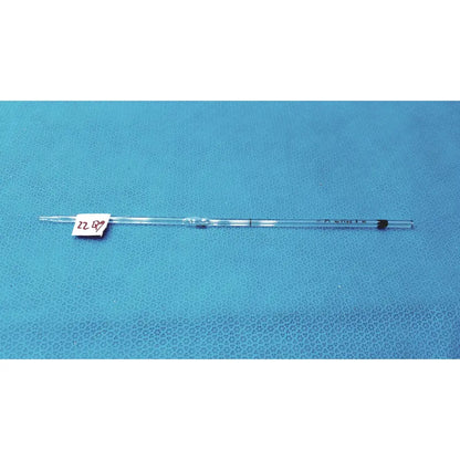 Pyrex class a 1ml glass volumetric pipette with clear glass body black rubber stopper and calibrated markings