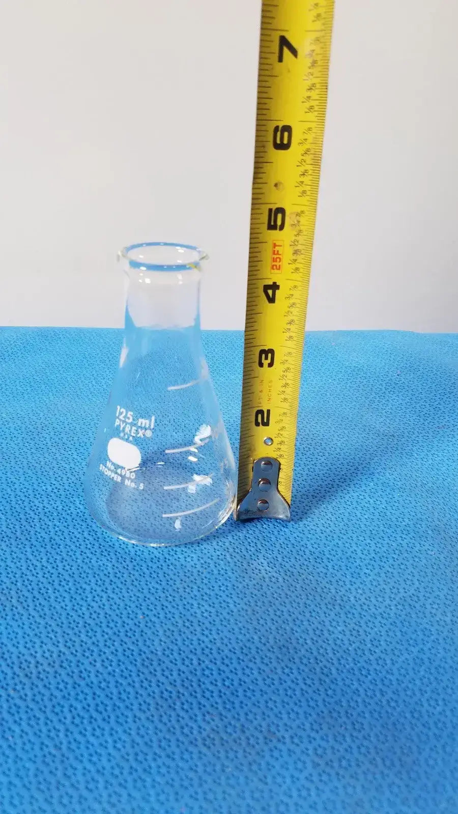 PYREX Erlenmeyer Flask, 125 mL, Glass, Narrow Mouth, Plain Erlenmeyer Flask, second-hand product photo 3