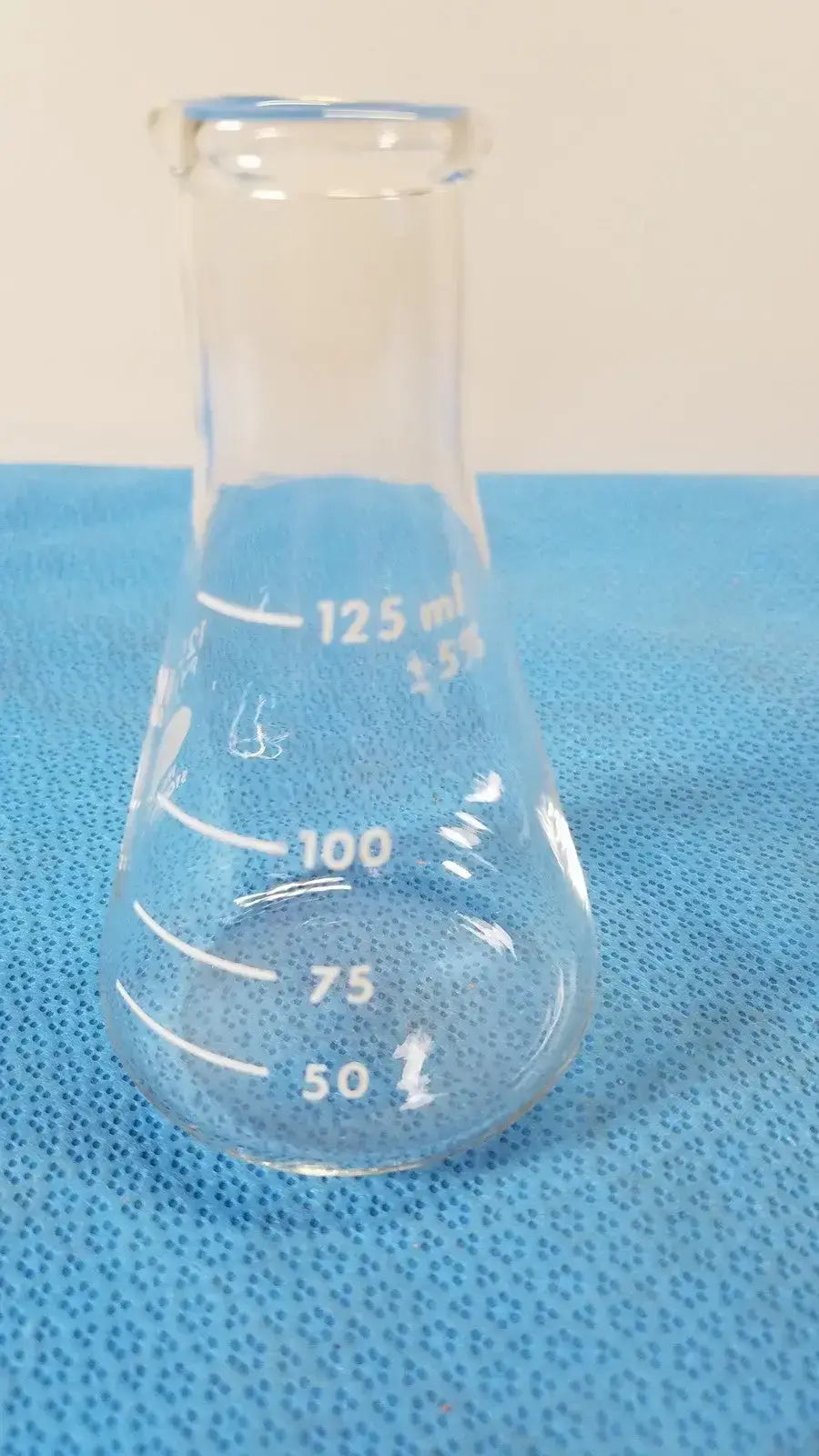 PYREX Erlenmeyer Flask, 125 mL, Glass, Narrow Mouth, Plain Erlenmeyer Flask, second-hand product photo 1
