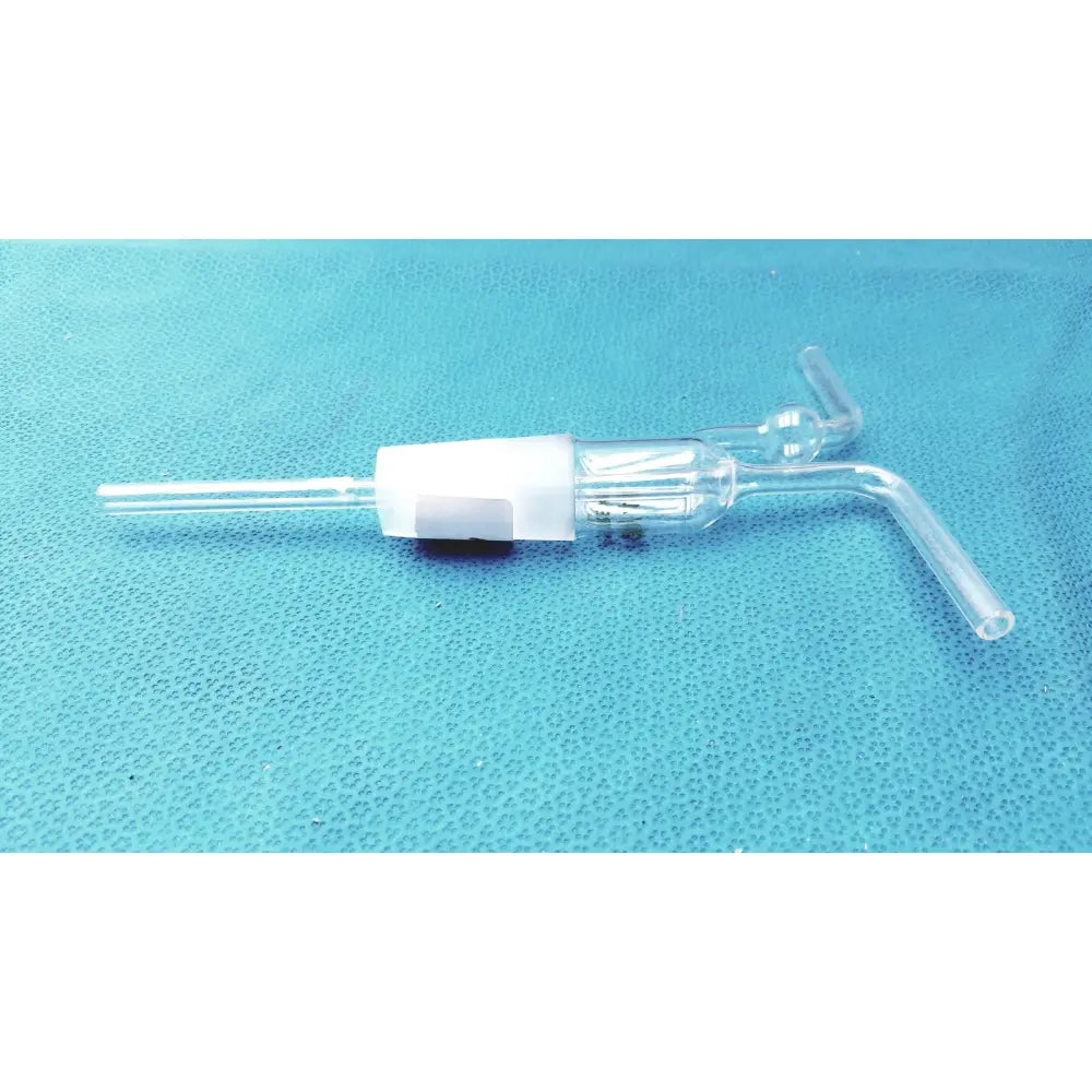 Pyrex glass stopper 29/42 with white plastic cap and two transparent tubes for gas washing bottle use