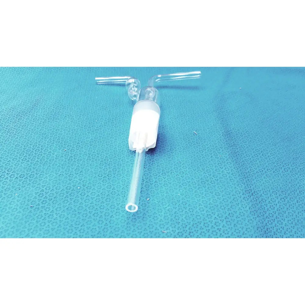 Pyrex glass stopper 29/42 with clear glass tubing connector and white plastic component for gas washing bottle use