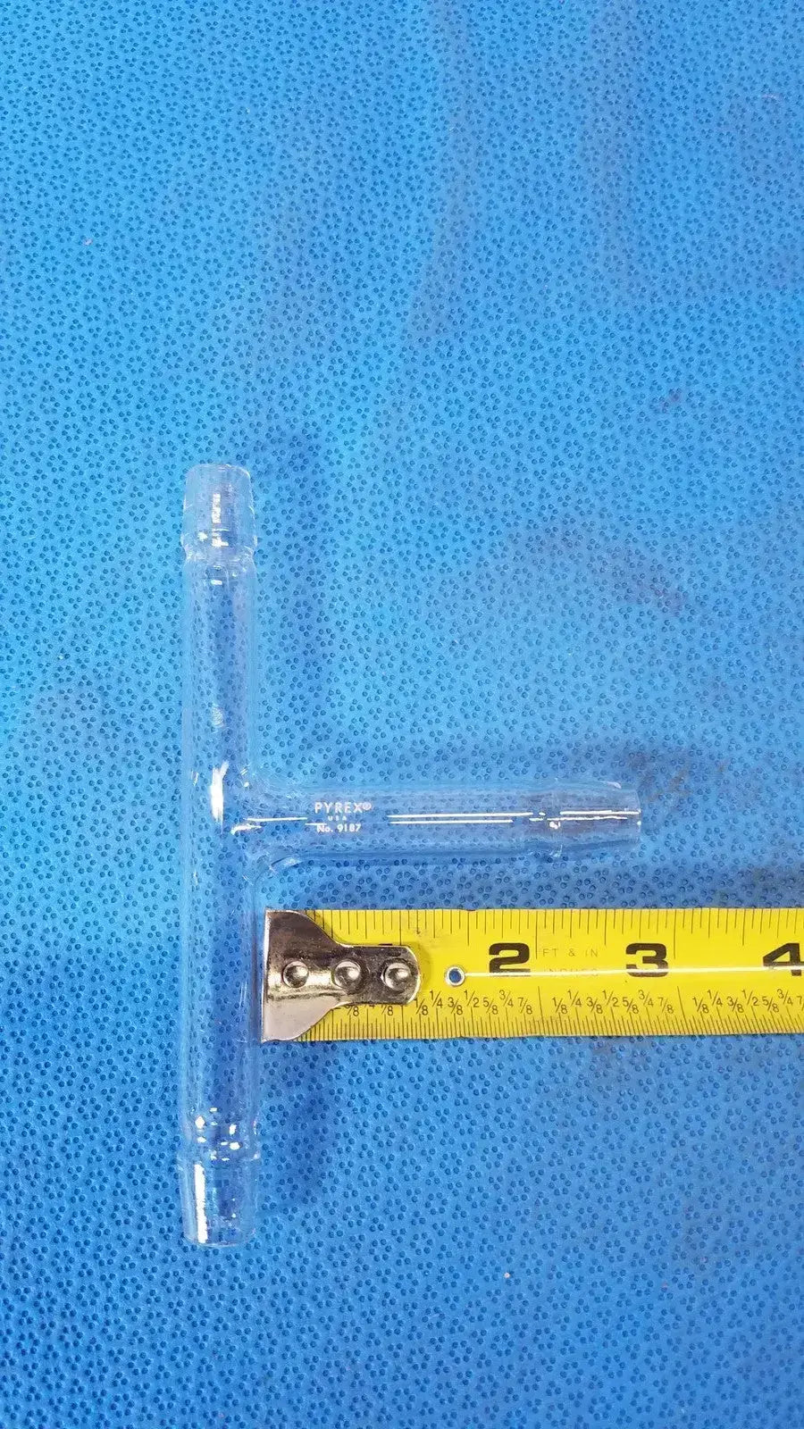 PYREX Glass "T" Shaped Serrated Hose Connecting Tube – 15mm Laboratory Glassware, second-hand product photo 4