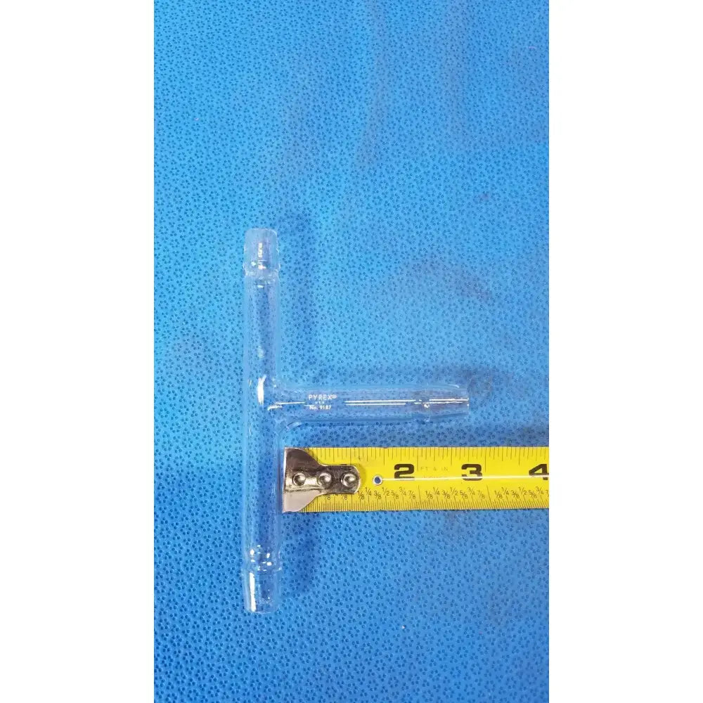 PYREX Glass "T" Shaped Serrated Hose Connecting Tube – 15mm Laboratory Glassware, second-hand product photo 4