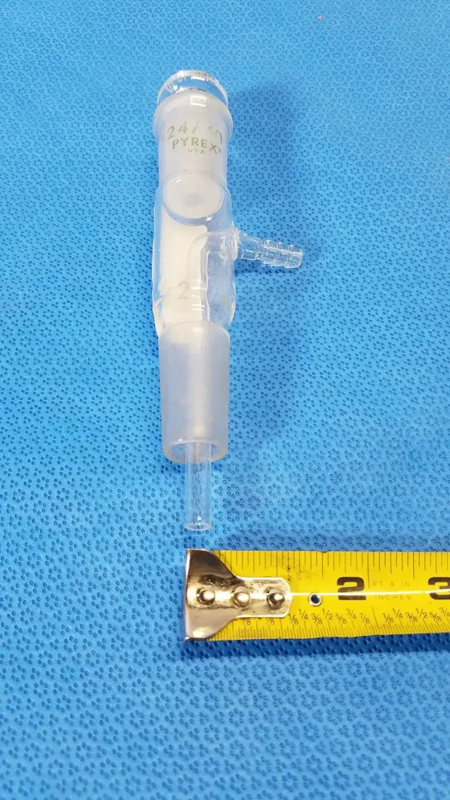 PYREX Laboratory Vacuum Adapter Glass 24/40 Ground Joint Borosilicate Laboratory Glassware Adapter, second-hand product photo 2