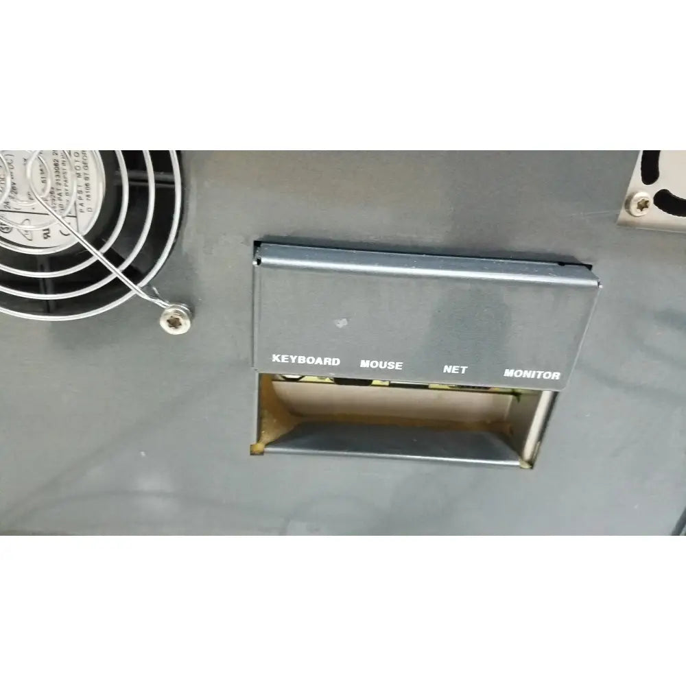 Gray metal keyboard mouse net and monitor port cover with white labels for pyrosequencing psq96 analysis pyrosequencer