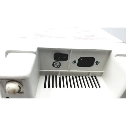 Back view of white plastic qsonica c75t ultrasonic cleaner with black power switch ac power inlet and bmx 208 sticker