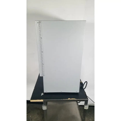 Silver metallic industrial cabinet with vertical left hinge for quincy lab 30gc gravity convection lab oven