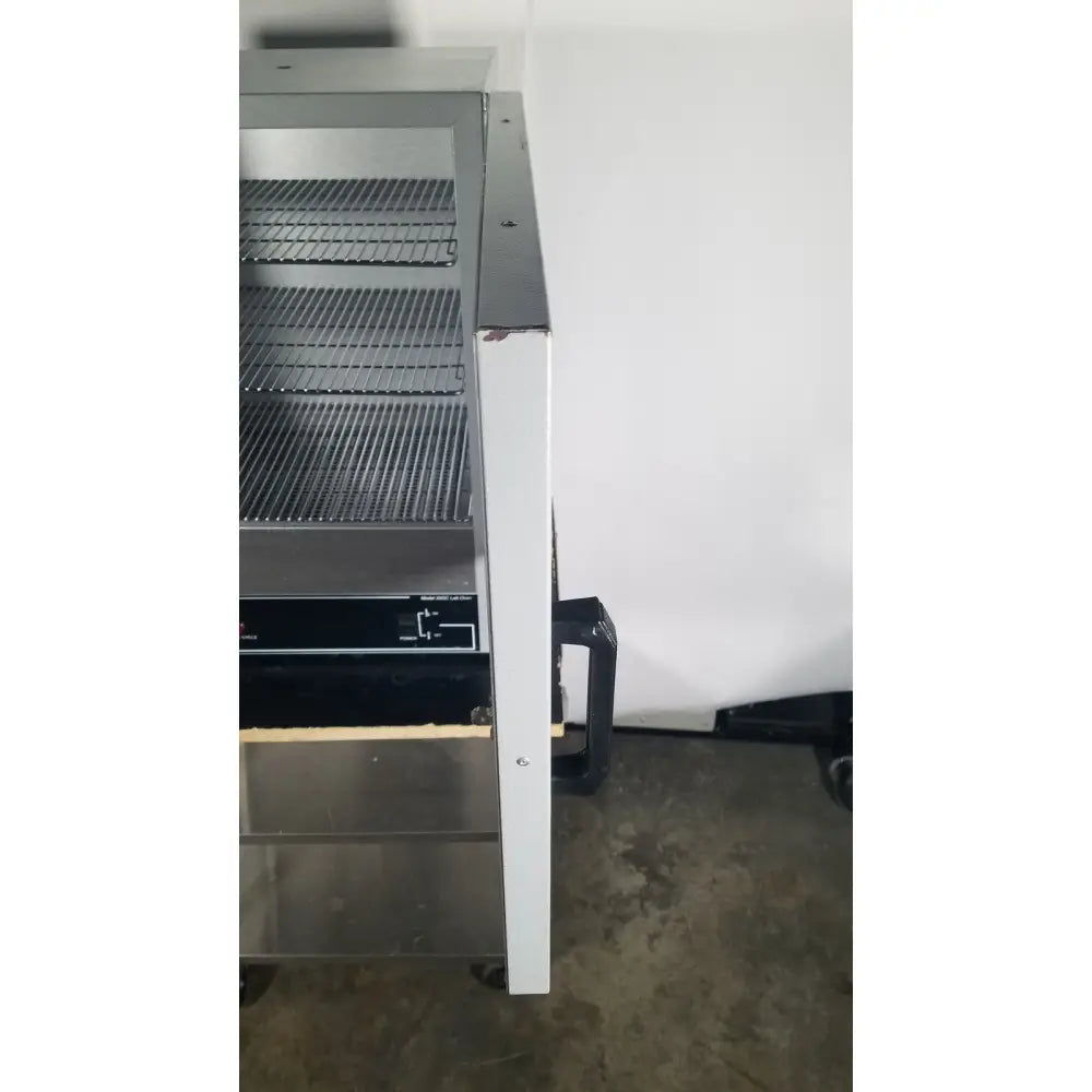 Industrial-grade stainless steel quincy lab 30gc gravity convection lab oven with black control panel and wire mesh grates